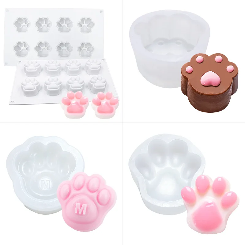 Cat's Paw Silicone Mold 8 Pieces Dog's Mousse Cake Ice Cream Jelly Silica Gel Chocolate | Дом и сад