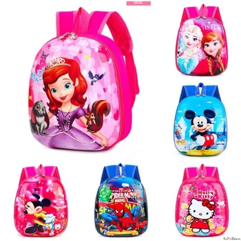 

Disney frozen Elsa Anna 3D Plush Backpacks 3-6 Year Old School Bags For Child Eggshell Backpacks Book bag Kids Shoulder Bag