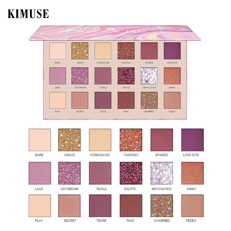 KIMUSE розовые блестящие открытые тени для век палитра 18 цветов фритиллария порошок