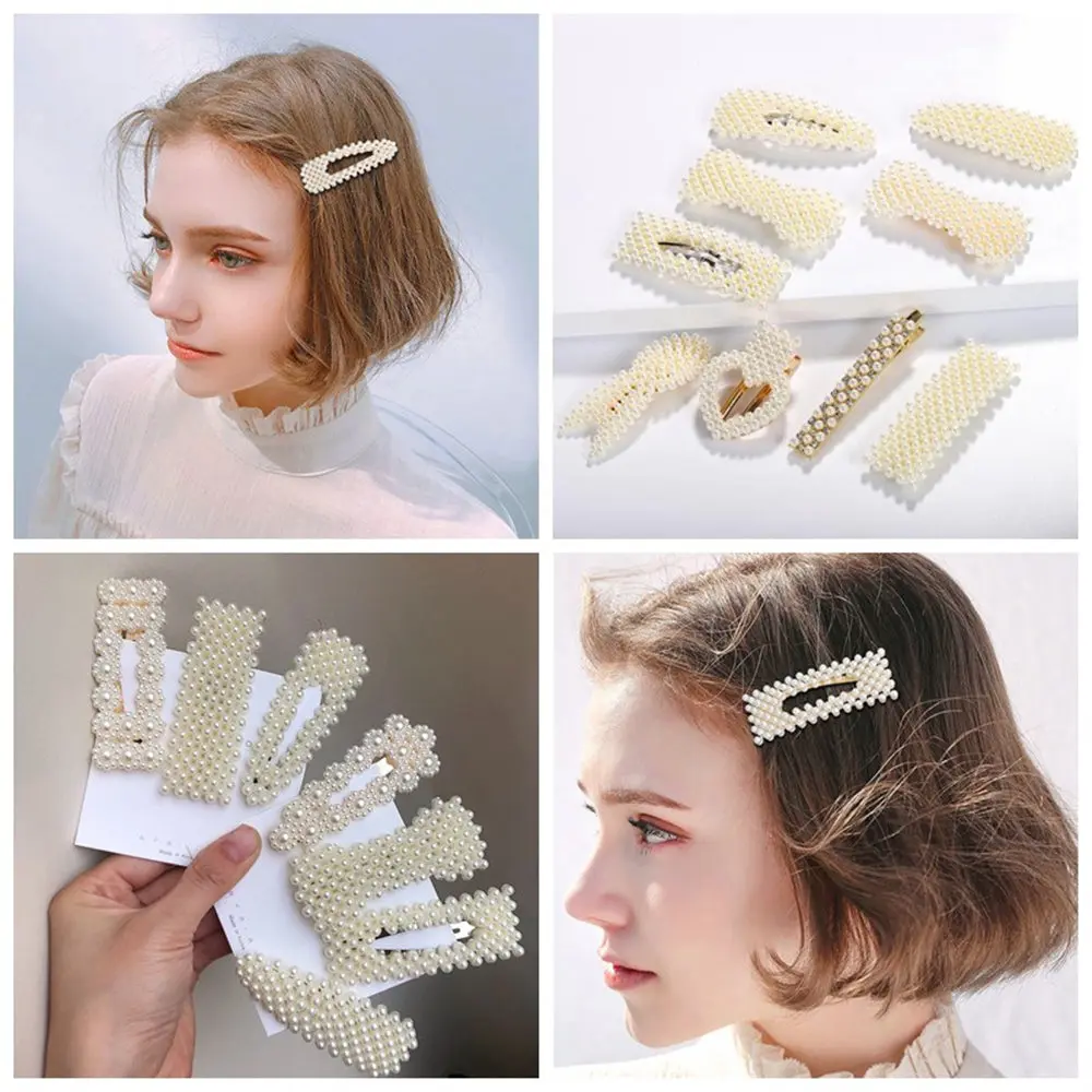 

1PC Chic Imitation Pearl Hair Clip for Women Girls Elegant BB Hair pins Snap Barrette Stick Hairpin Hair Styling Accessories