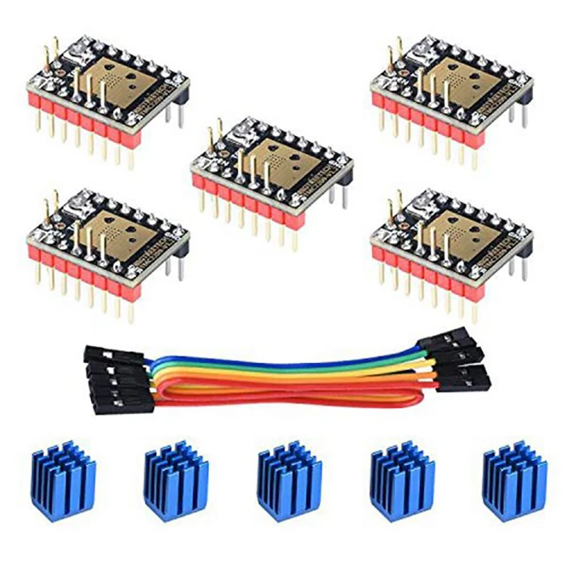 3D-принтеры части Stepstick Mute TMC2209 V1.2 Драйвер шагового двигателя с радиатор для СКР V1.3 MKS GEN L Ramps 1,4/1,5/1,6 3d печати