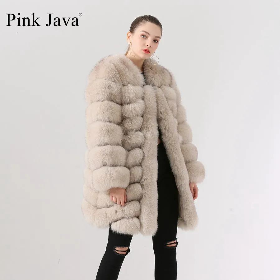 

pink java QC19060 new arrival hot sale real fox fur coat natural fox fur coat long coat women coat winter thick fur
