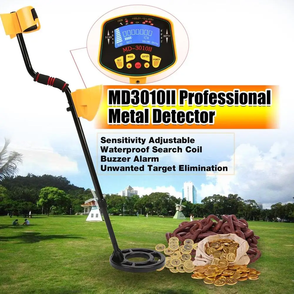 

MD3010II Professional Metal Detector High Sensitivity Underground Metal Detector Gold Digger Treasure Hunter Metal Finder