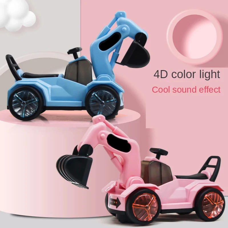 Drop Shipping Children's Excavator Toys Electric Music Lighting Wand Wheel Engineering Car Foreign Trade Boys and Girls Toy Car