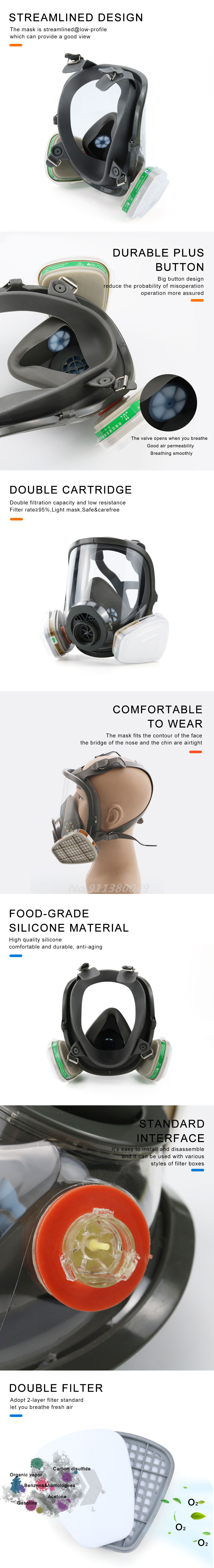 3/15/17 in 1 Gas Mask 3-Interface 6800 Respirator Dustproof Full Face Filter 6001/6002/6004 5N11 Welding Spray Paint Pesticide - Famidy.com