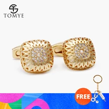 토미 하이 엔드 커프스 단추 골드 지르콘 럭셔리 신랑 커프스 단추 선물 단추 남자 xk19s067(China)