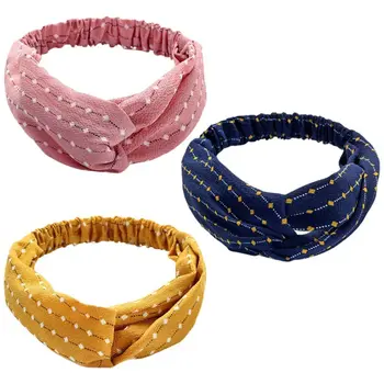 

Korean Creative Polka Dot Line Wide Headband Women Stretchy Criss Cross Bowknot Hairband Casual Styling Makeup Striped Turban