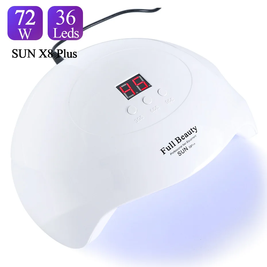SUNX8Plus White 72 Вт Светодиодная УФ-лампа для ногтей профессиональный маникюрный аппарат Сушилка для ногтей лечение для всех гель-лаков УФ светодиодный светильник от солнца TRSUNX8Plus - Цвет: SUNX8Plus White