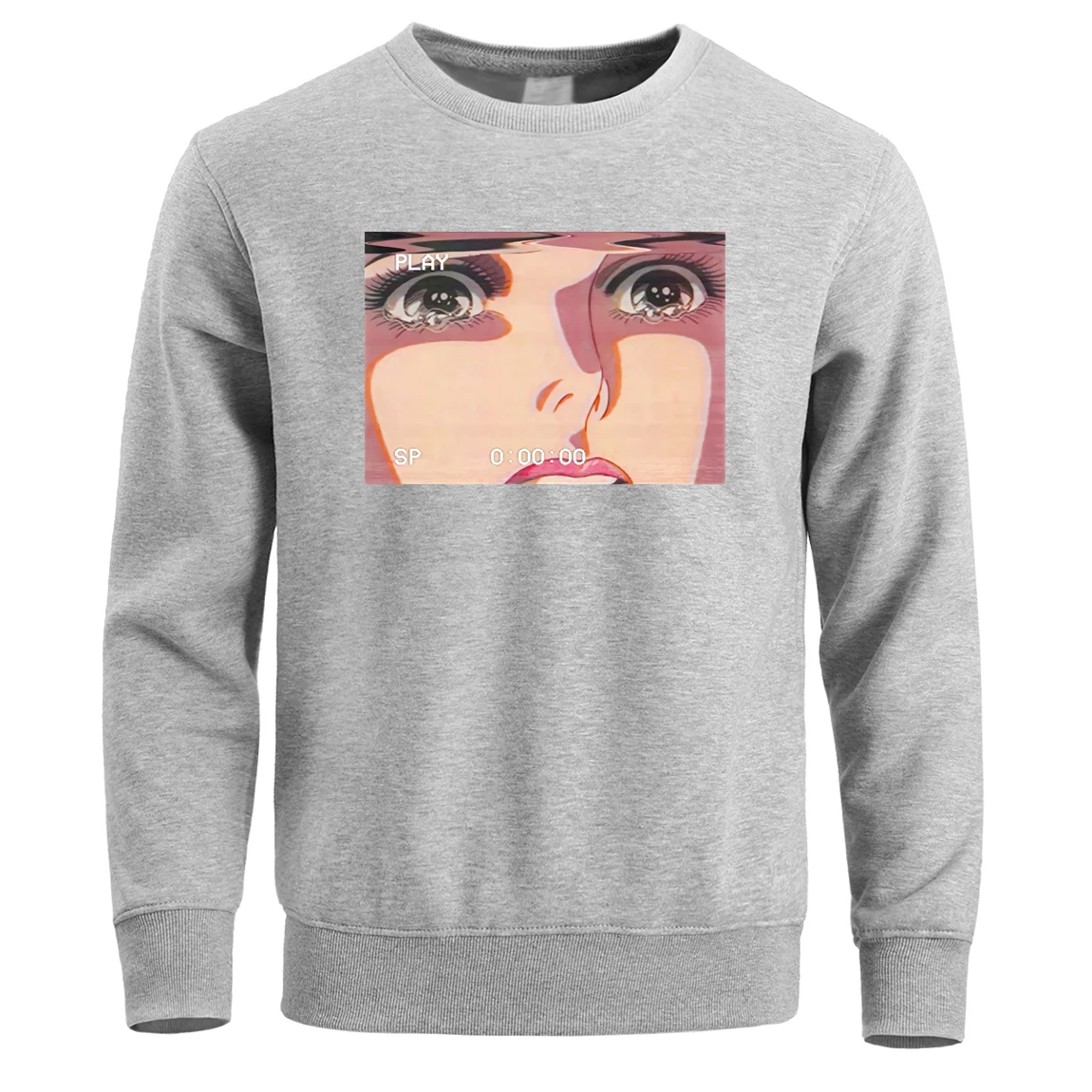 

Ad Retro Anime Crying Eyes Vaporwave Sweatshirt Hoodies Men Pullover Hoodie Sweatshirts Winter Fleece Warm Streetwear Crewneck