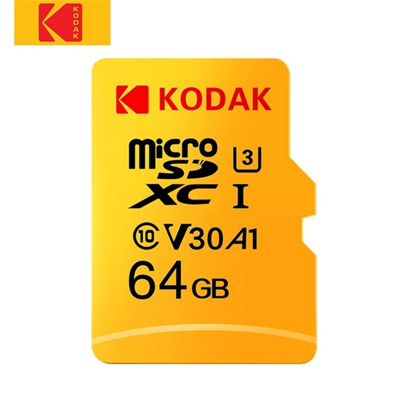 Карта памяти KODAK U3 A1 Micro SD TF высокоскоростная карта 64 Гб/128 ГБ для хранения видео и