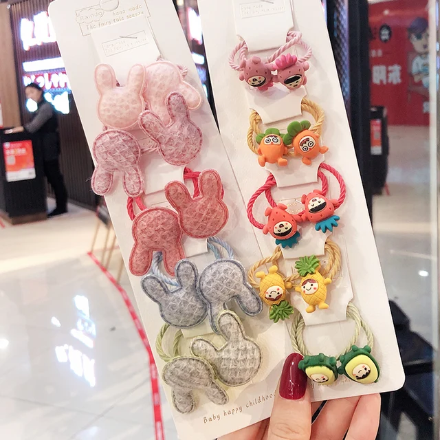 10/20/24 Pcs/Set Baby Girls Cute Cartoon Flower Scrunchies Rubber Bands Children Lovely Elastic Hair Bands Kids Hair Accessories Avocado-20 Pcs