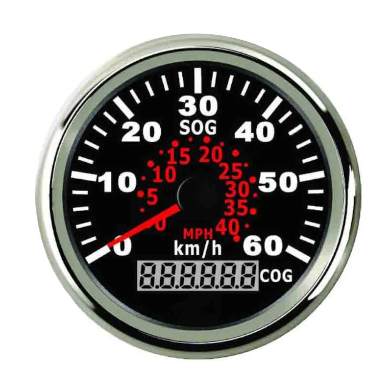 85 мм Автомобильная лодка 60KMH gps спидометр одометр спидометр с красной подсветкой для мотоцикла Авто Грузовик яхта 9~ 32 В - Color: Black Silver