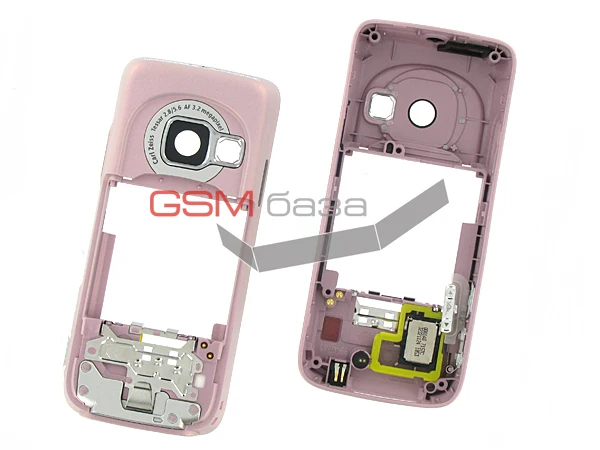 Nokia N73 - Средняя часть корпуса в сборе с динамиком (цвет Pink) Оригинал | Мобильные