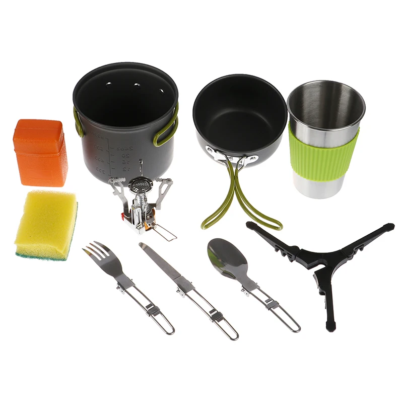 Aluminium Alloy Cookware Cooking Picnic Traveling Bowl Pot Pan Set Outdoor Camping Hiking Tableware For 1-2 Person