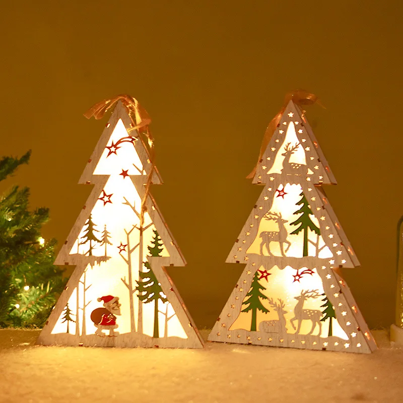 

Nordic wooden pendant Santa Claus, Snowman, Christmas tree lighting, table top elk decorations, Christmas glow decorations