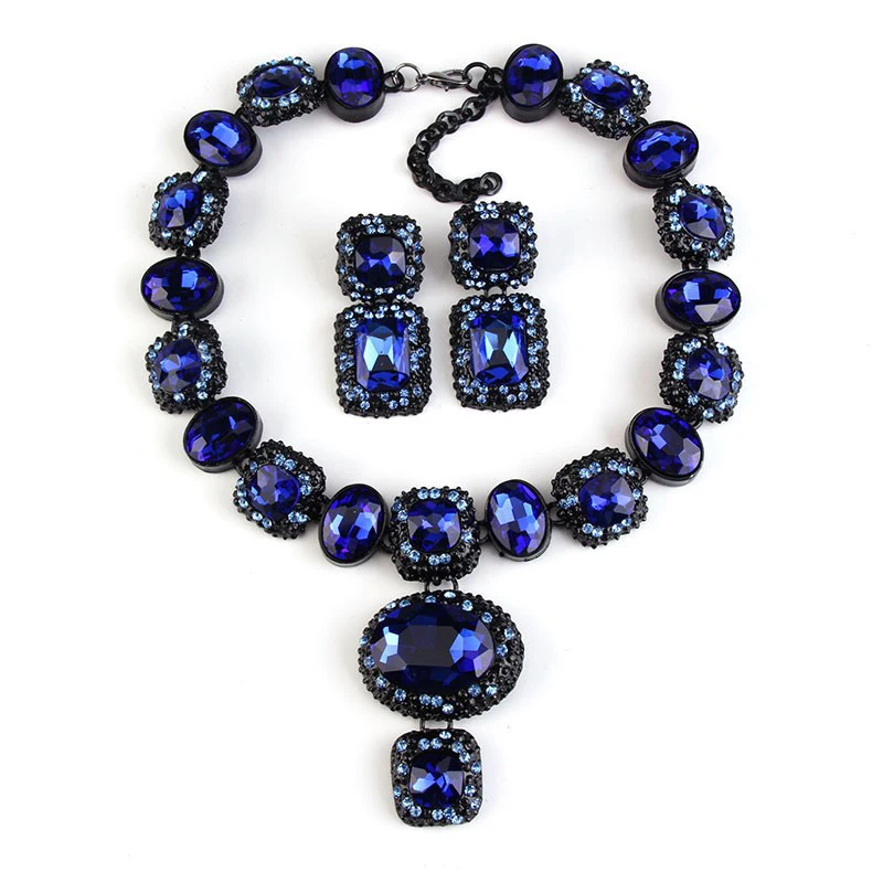 Dvacaman, Новое поступление, модное ожерелье, кристалл, драгоценный камень, хорошее качество, цепочка, массивное роскошное колье, массивное ожерелье с подвеской, 9826 - Окраска металла: blue