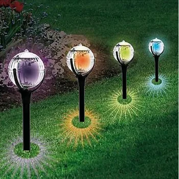 

1pc Colorful Light Control Solar LED Pathway Light Outdoor Lawn Lamp Garden Lamp Decor Waterproof Ground Plug Landscape Lights
