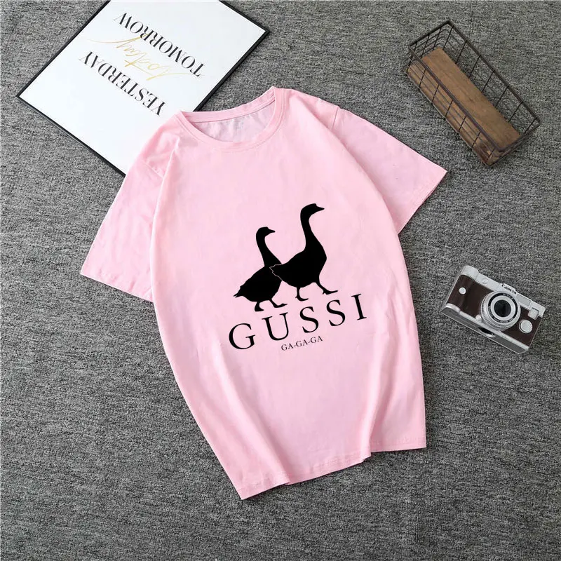 Женская одежда Two Goose Ga Gothic Vogue Футболка Harajuku Kawaii Эстетическая Футболка Camiseta Mujer riversale футболка - Цвет: 2338-Pink