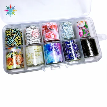 

10 Colors Flower Pattern Starry Sky Nail Sticker