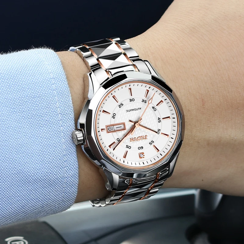 

Men's Fashion Watches Automatic Mechanical Watch Wrist Wristwatch Stainless Steel Male Clock 4 Colors Choose Men Business Watchs