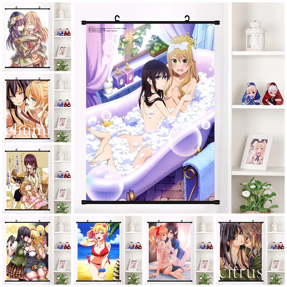 

Citrus Hanging Painting Anime Character Poster Sexy Girl Picture Wall Art Home Living Room Decor Plastic Scroll Canvas HD Prints