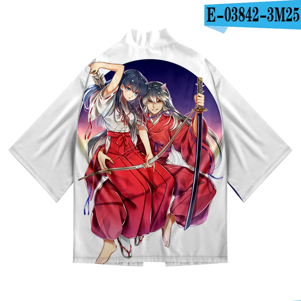 Inuyasha 3D печать японского аниме кимоно хаори юката Косплей женщин/мужчин мода лето Повседневная крутая короткий рукав - Цвет: C