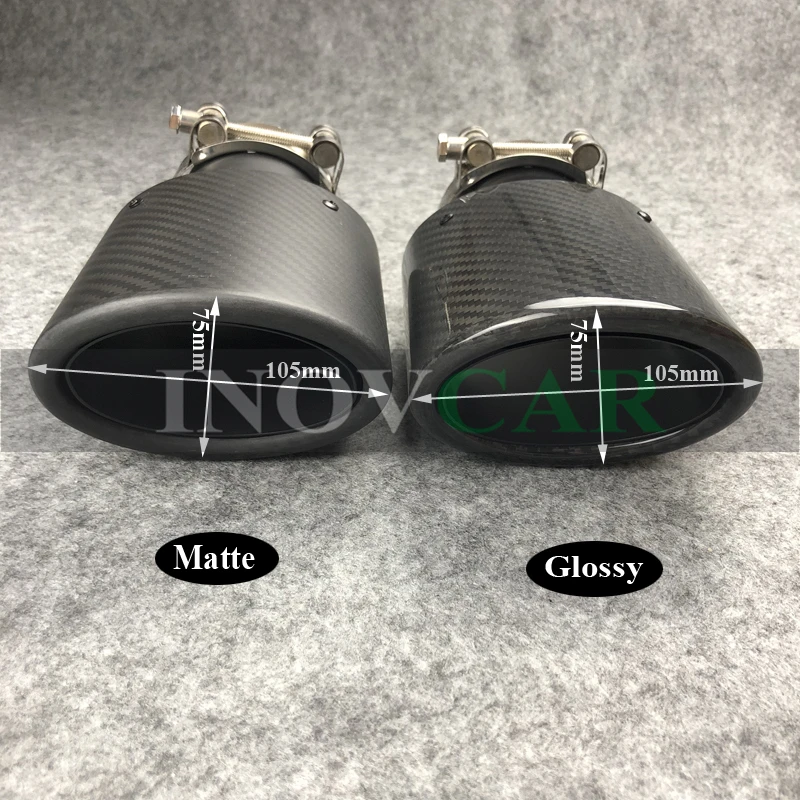 Other Motorcycle Parts 1 PCS Oval Slanted Car Exhaust Tips Carbon
