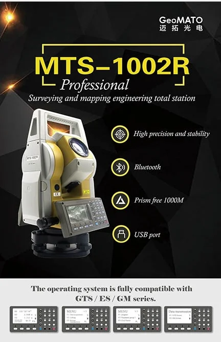 GeoMATO MTS-1002R 600M No prism Dual axis Dual Screen Surveying and Mapping Tota
