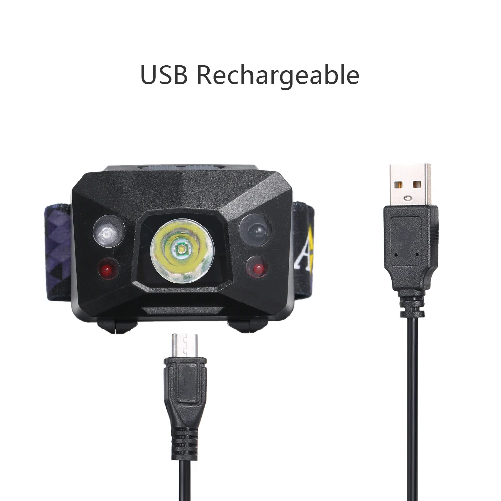 Питание от батареи/USB Перезаряжаемый индукционный переключатель фар 4 режима освещения фонарик для наружного альпинизма кемпинга