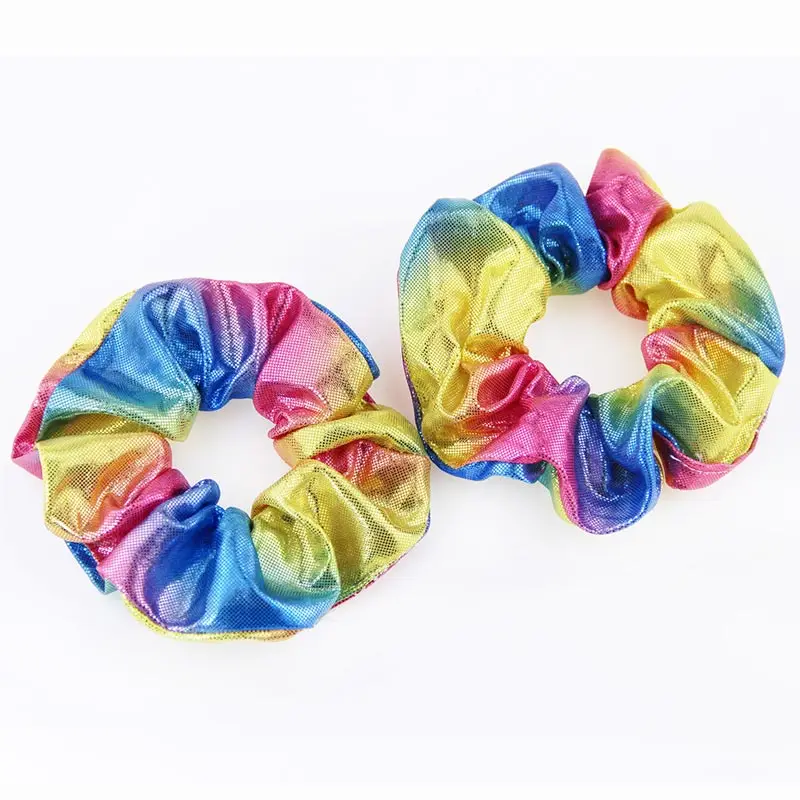 1Pcs Shiny 2Color Hair Band Gradient Laser splicing Fabric Hairbands Hair Scrunchies Girls Punk Style Personality Hair Yoga