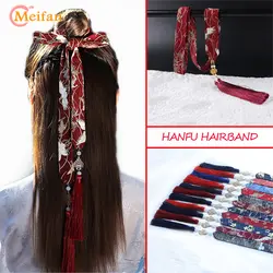 MEIFAN Античная лента ханьфу, косплей Bronzing Cherry Blossom лента для волос Фея бахрома на ленте волос костюм с тесьмой аксессуары