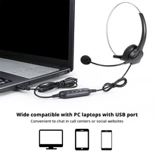 USB Earphone with Microphone Computer Laptop Wired Headphone Line Control Business Mic Headset