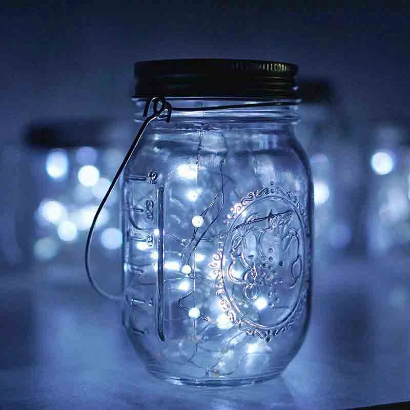 Солнечный Mason Jar крышка света, 20 светодиодный водонепроницаемый Фея Звезда Светлячок гирлянды с 6 вешалками(банка не входит в комплект), для Mason Jar G