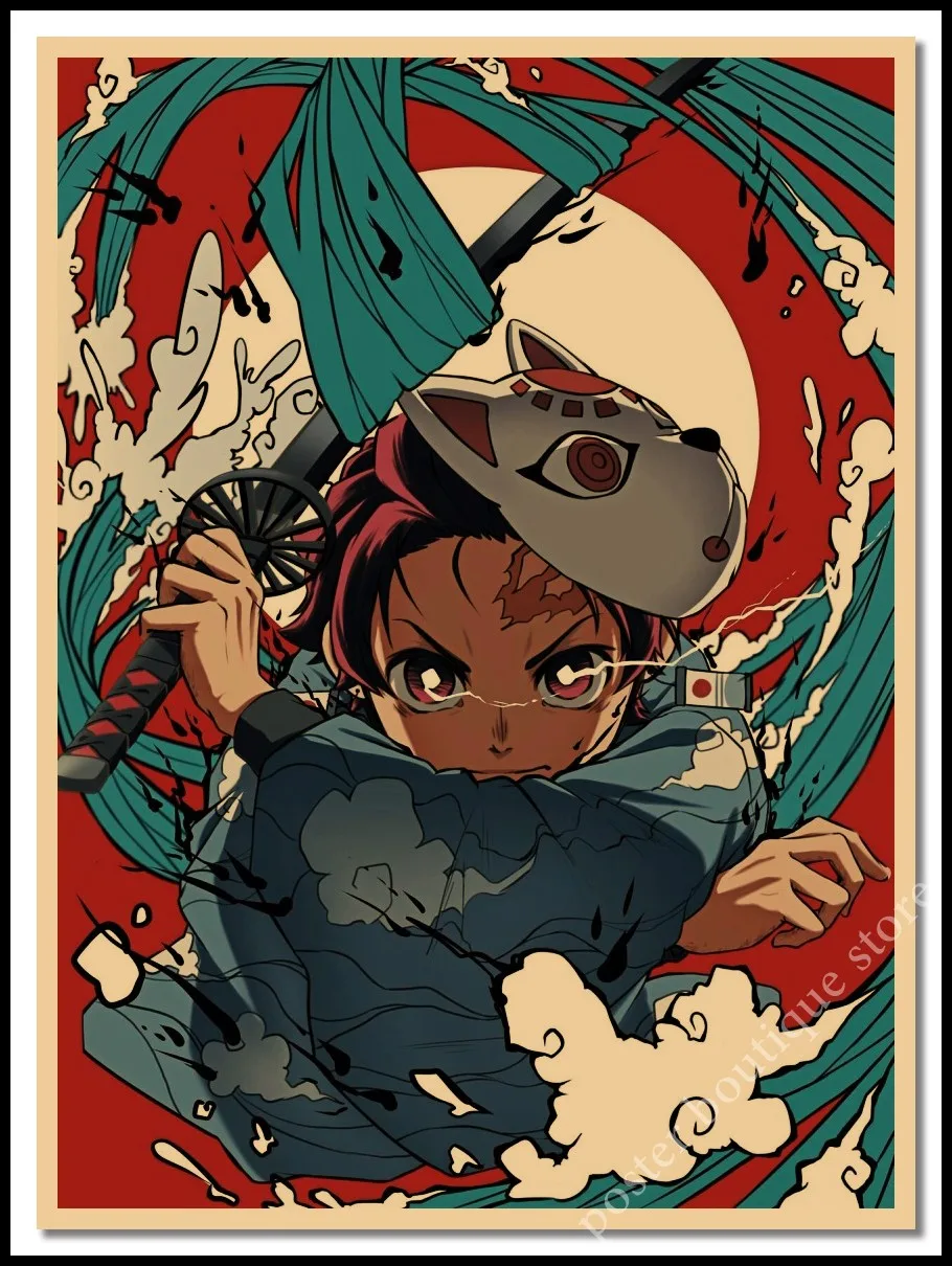 Японский аниме Demon Slayer крафт плакат: Kimetsu no Yaiba Kamado Tanjirou Kamado Nezuko настенный стикер с изображением домашнего декора - Цвет: 25