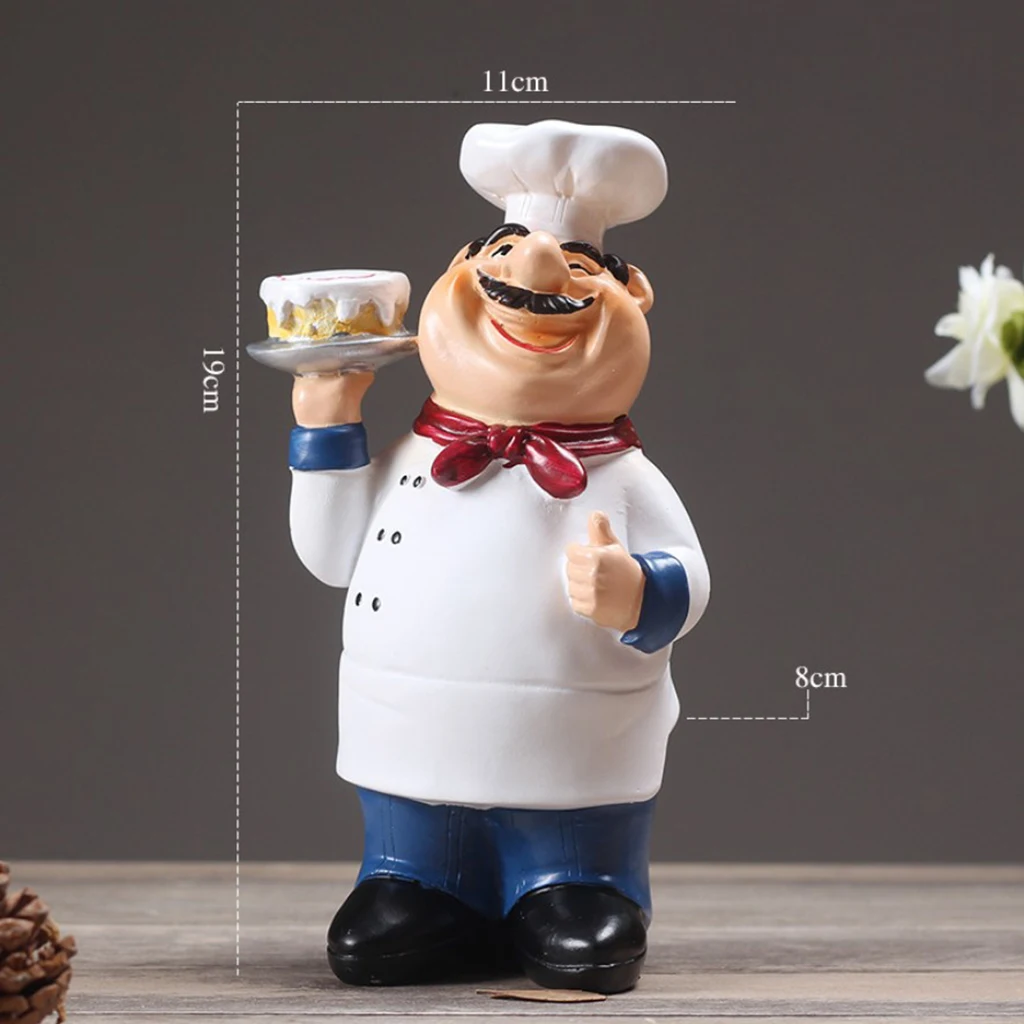 Resin Chef Restaurant Chef Statue Home Kitchen Ornament Figurine Table Decor Welcome Ornament