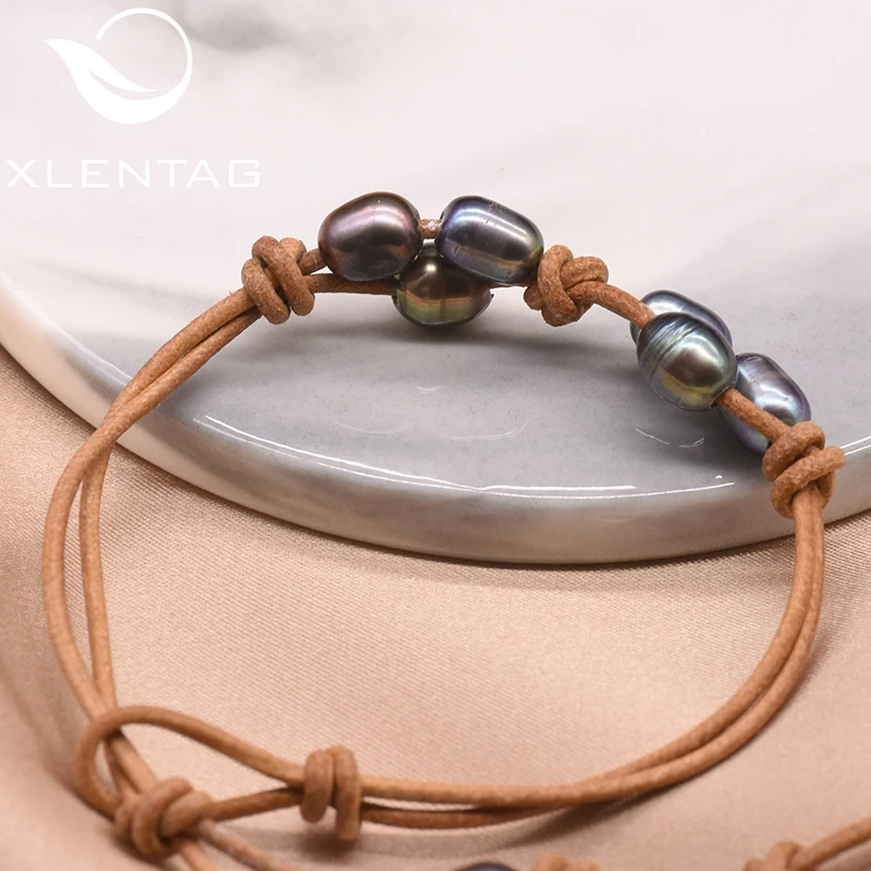 XlentAg настоящий пресной воды белый жемчуг кожаный браслет для женщин помолвки свадебные ручной работы ювелирные изделия аксессуары Mujer GB0162