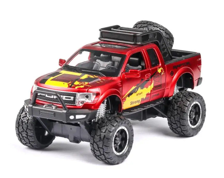 Модель автомобиля из 1:32 сплава, высокое моделирование Ford F150 пикапа, звук и светильник - Цвет: Красный