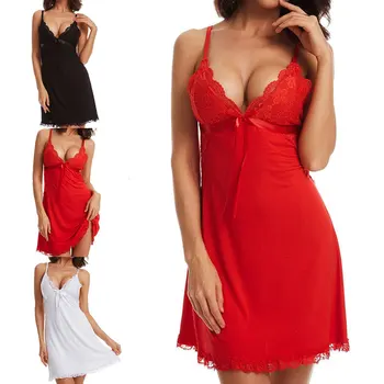 

Women's Sexy Lace Nightgowns New Solid Color Nightdress Ladies Elegant Sleepwear Summer Female Clothes Nightgown Women Sleepwear