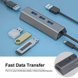 Tipo C Doca Estação HDTV USB para o Portátil USB Hub Porta 4 5 5gbps de Alta Velocidade USB 3.0 Splitter com Porta De Alimentação para PC Computador