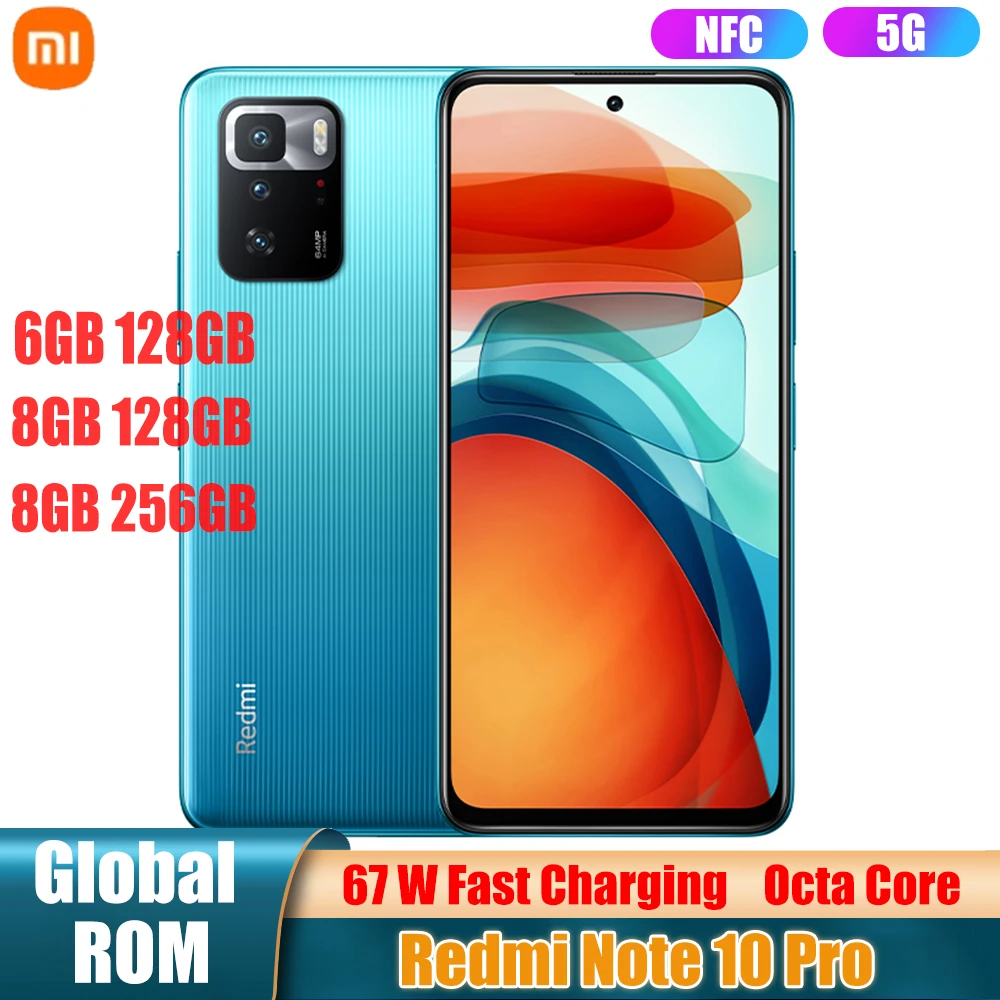 Global ROM Xiaomi Redmi Note 10 Pro 5G Smartphone Dimensity 1100 Octa Core 120Hz Whit NFC Cellphone 5000mAh 64MP Mobile Phone ram computer