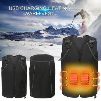

Electric USB Heated Vest Warm Heat Jacket Winter Heated Clothes Men Thermal Outdoor Sleeveless Vest for Hiking Climbing Fishing