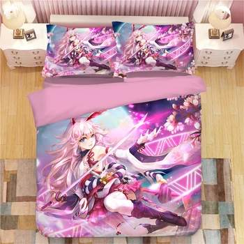 

Yae Sakura Bed Linen 3D Cartoon Anime Duvet Covers Pillowcases Kids Comforter Bedding Sets Bed Linens Bedclothes Bed Set 08