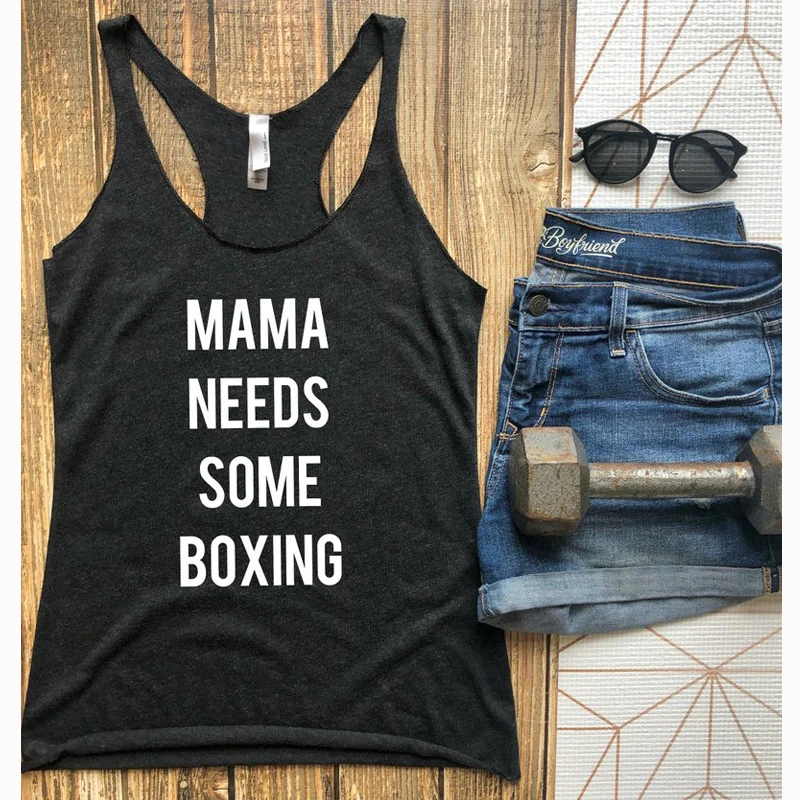 Жилет Mama need Some Boxing Tank Top Racerbac мотивация Повседневный Забавный стильный жилет Camisetas хлопковая майка наряды