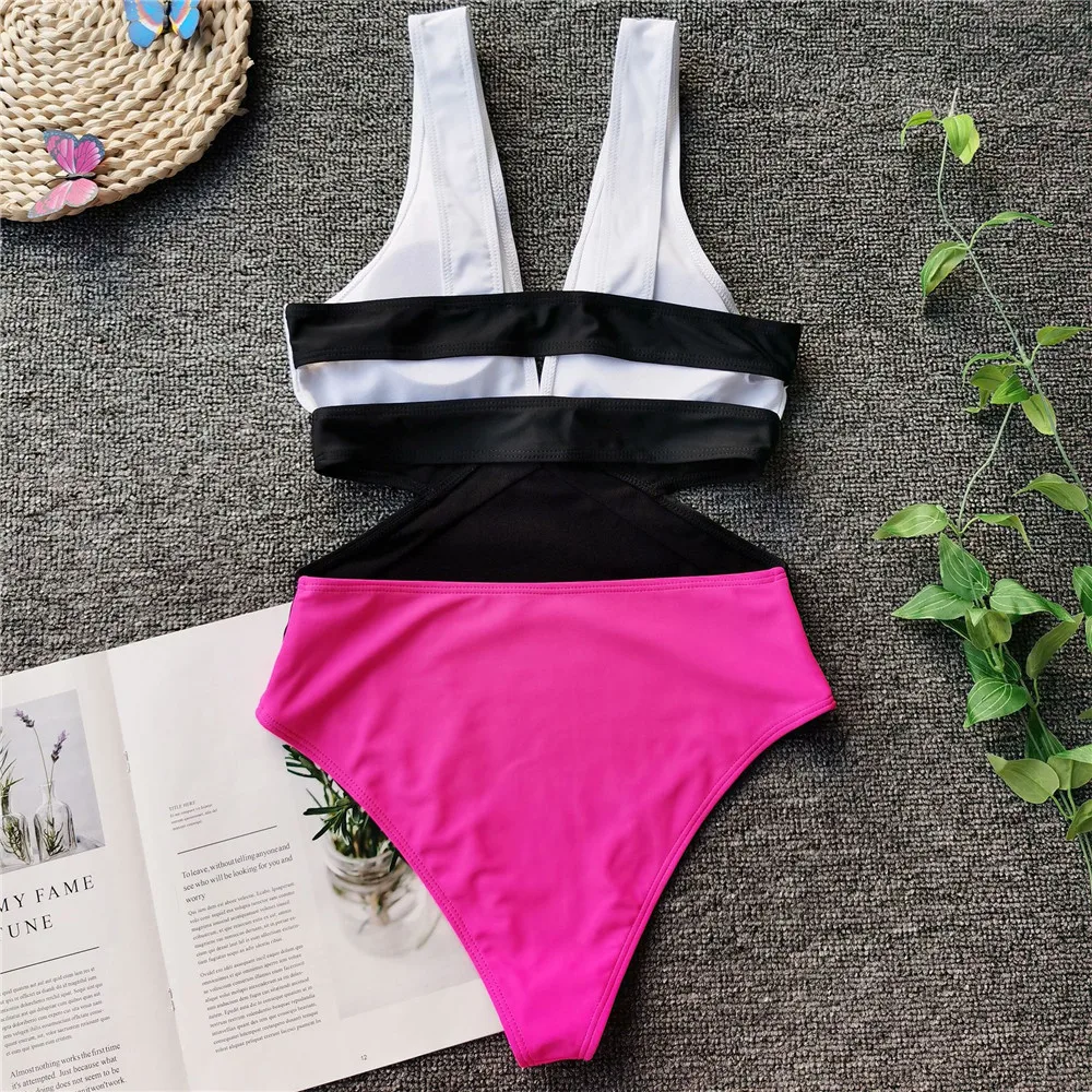 Vigorashely Sexy Tiefer V-Ausschnitt Bademode Damen Vintage Einteiliger Badeanzug 2026 Hochgeschnittener Monokini Badeanzug Schwimmbekleidung – Detail 28