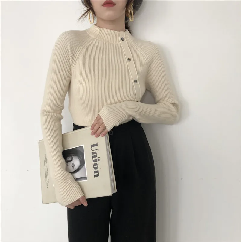 YuooMuoo корейский стиль женский зимний свитер хорошее качество новая мода кнопки элегантный Уличная пуловер повседневные женские топы