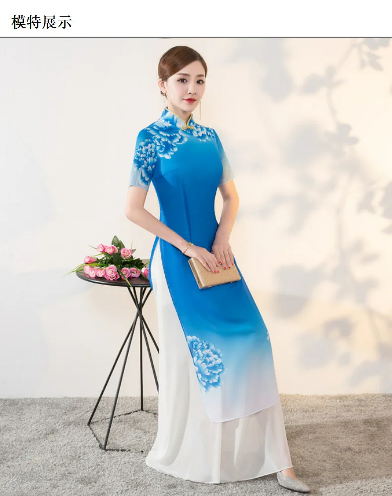 Вьетнамский аозай cheongsam платье традиционная одежда Таиланд kebaya азиатское длинное платье женская летняя одежда