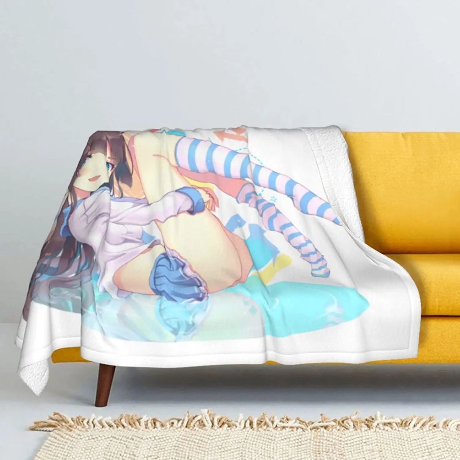 Sexy Anime Girls Blanket Anime Loli Lamb Blanket Sherpa Blanket，Flannel
