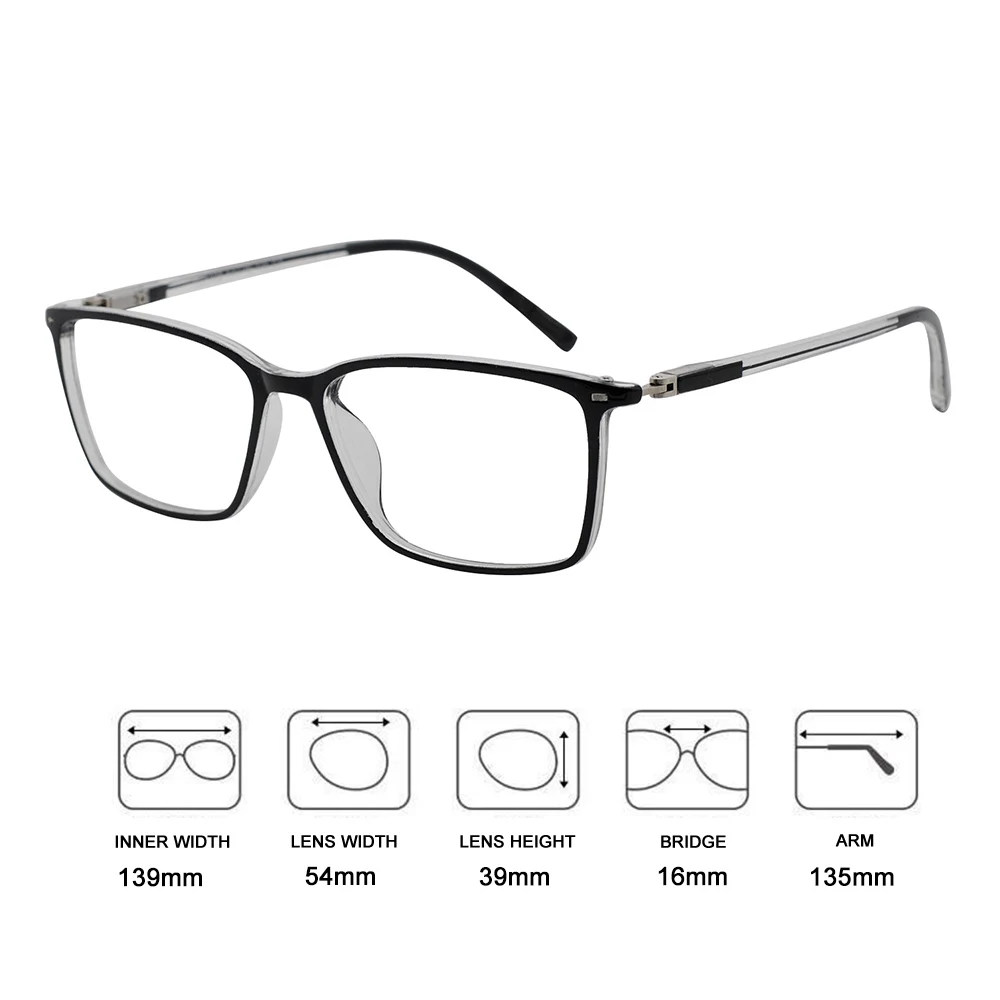 Men's Large Square Blue Light Blocking Reading Glasses - Anti-Glare Optical Computer Eyewear