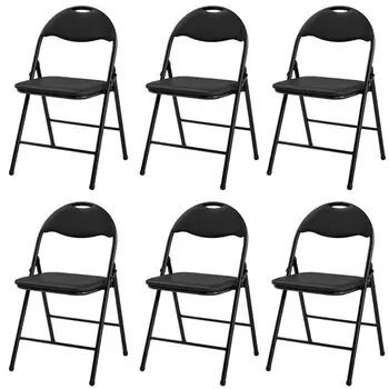 

3024 6 Foldable Leather Curved Back Camel Chair Black