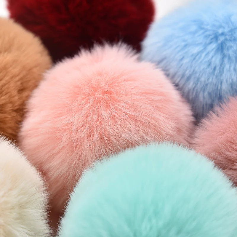 Fluffy Pom Pom Keychain - Faux Rabbit Fur Ball Keyring, 5.5 Inch, Assorted Colors For Women & Girls - View #2